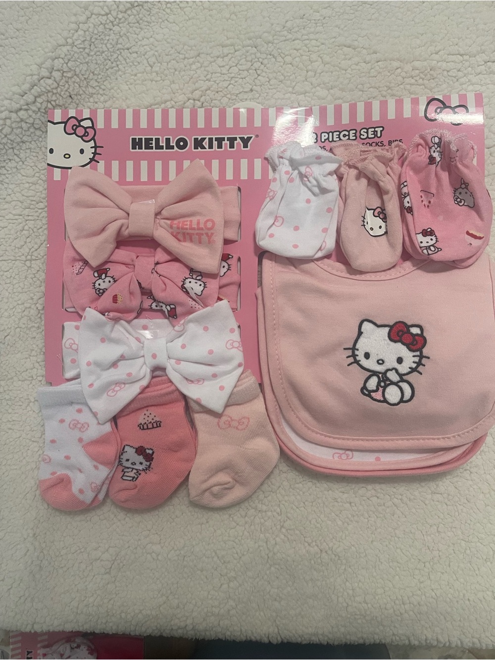 Hello Kitty Pink Bow Sock, Bib & Accessory Set